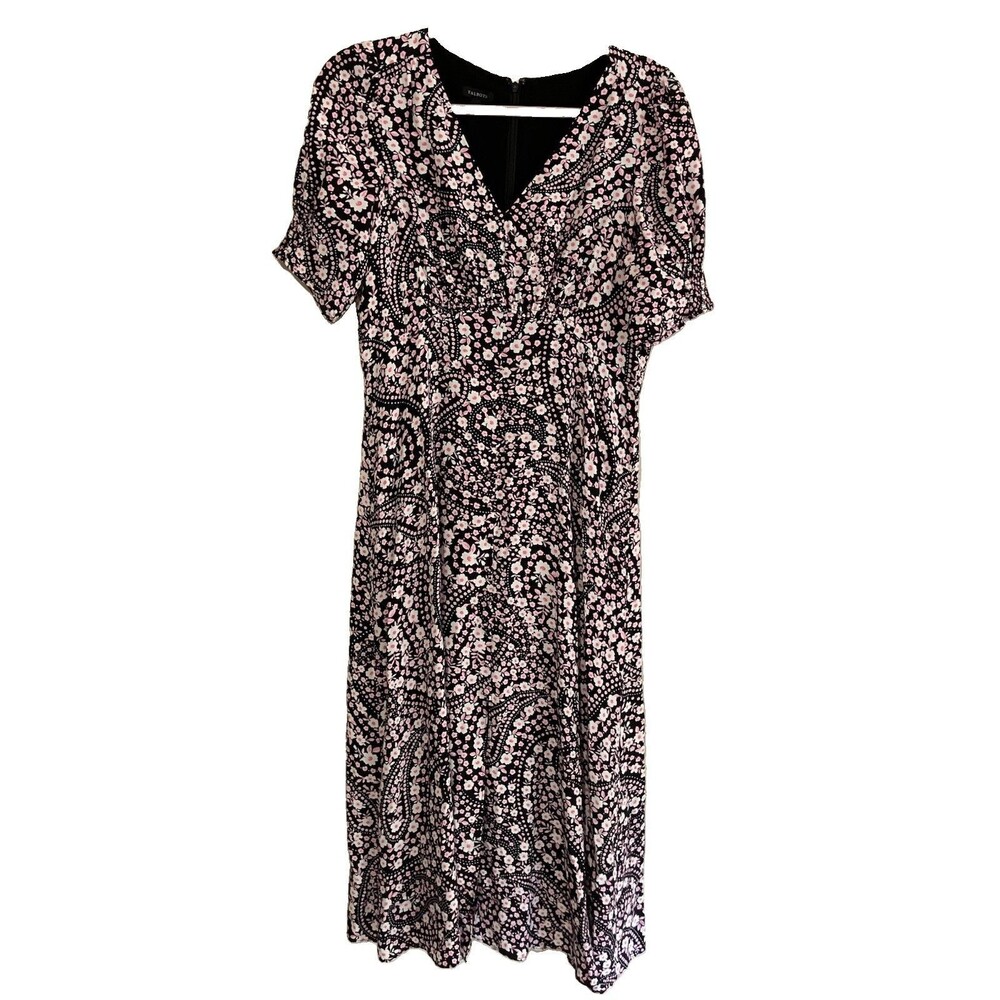 Talbots Women's Short Sleeve Dress, Size 6 FLORAL A-LINE Long
